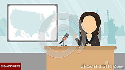 Breaking news on tv. Vector Illustration