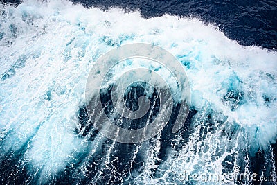 Breaking turquoise wave, splashing water drops, very sharp Stock Photo