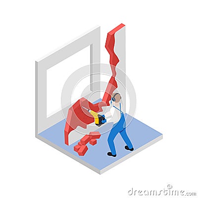 Breaking Walls Renovation Composition Vector Illustration