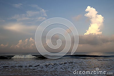 Breaking Waves on Beach, Induwaru, south of Bentota, Sri Lanka Stock Photo