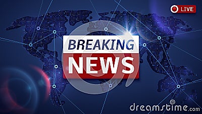 Breaking world news live vector tv background and internet video stream concept Vector Illustration