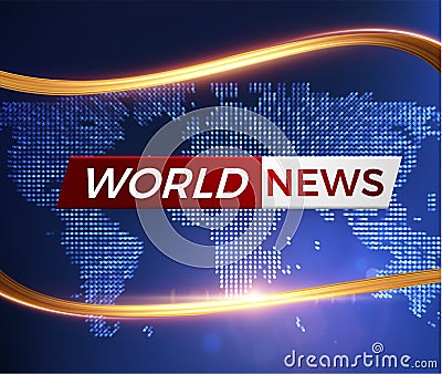 Breaking world news vector background with golden wavy line. EPS10 Vector Illustration