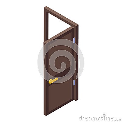 Breakthrough open door icon, isometric style Vector Illustration