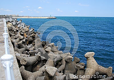 Breakwater at Black Sea Stock Photo