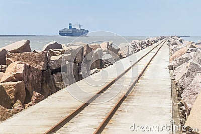 Breakwater at Cassino beach Stock Photo