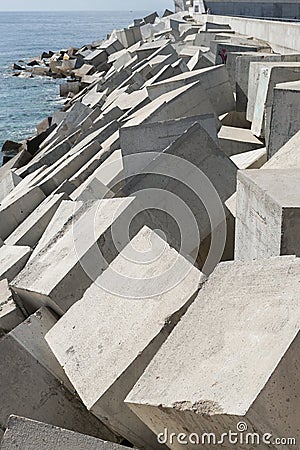 Breakwater cubes Stock Photo