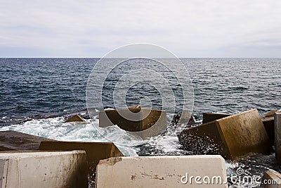 Breakwater cubes Stock Photo