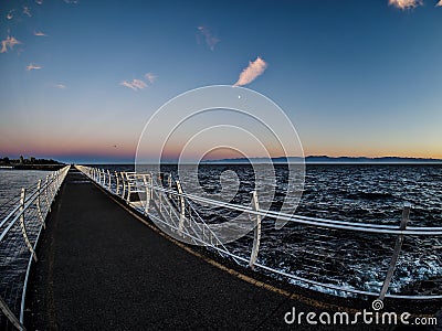 Breakwater at the Ogden Point in Victoria, BC, Canada; sunset ti Stock Photo