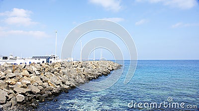 Breakwater in Playa Blanca, Lanzarote Stock Photo