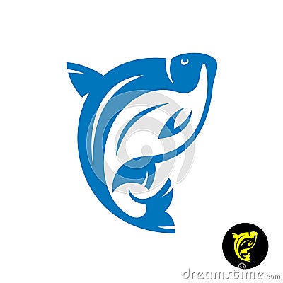 Bream fish logo. Stylized dynamic freshwater bream silhouette. Vector Illustration