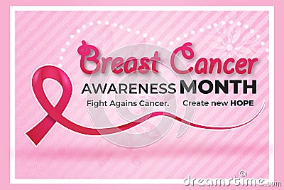 Breast Cancer Awareness Banner, Modern Banner Vector, Breast Cancer Template, Month October Stock Photo