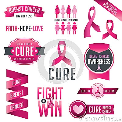 Breast Cancer Awareness Design Elements Vector Illustration