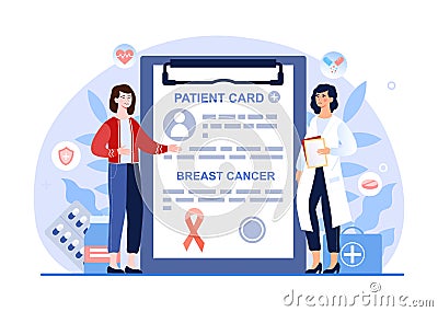 Breast cancer awareness, doctor checkup patient Vector Illustration
