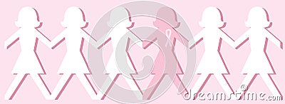 Breast Cancer Awareness Dolls Vector Illustration