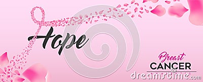 Breast cancer awareness hope text banner Vector Illustration