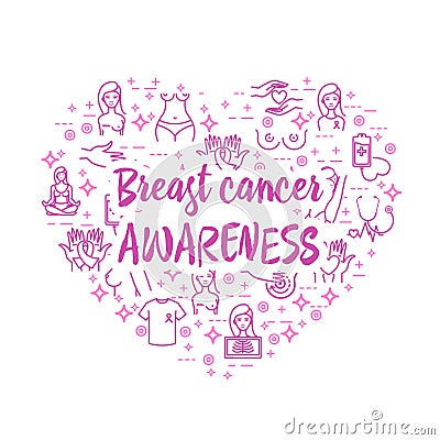 Breast cancer awareness icons Vector Illustration