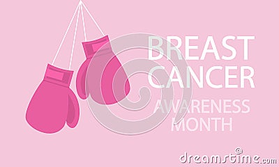 Breast cancer awareness month boxing gloves Vector Illustration