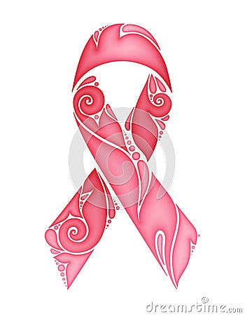 Breast Cancer Awareness Month Emblem, Pink Ribbon Symbol Vector Illustration