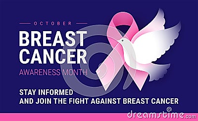 Breast Cancer Awareness month October. Vector conceptual illustration for Breast Cancer Awareness event poster or banner. Pink Vector Illustration