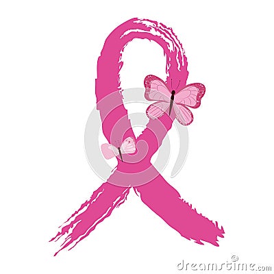 Breast cancer awareness month, pink ribbon motivation vector Vector Illustration