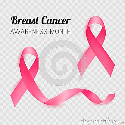 Breast cancer awareness month. Pink ribbon. Vector Vector Illustration