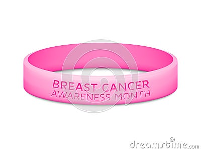 Breast cancer awareness month rubber wristband Vector Illustration