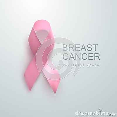 Breast Cancer Awareness Pink Ribbon. Vector Illustration