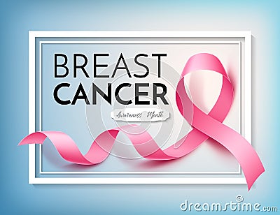 Vector breast cancer awareness poster pink ribbon Vector Illustration