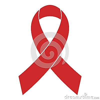 Breast cancer awareness red ribbon icon vector simple Vector Illustration