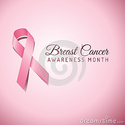 Breast Cancer Awareness Ribbon Background Vector Illustration