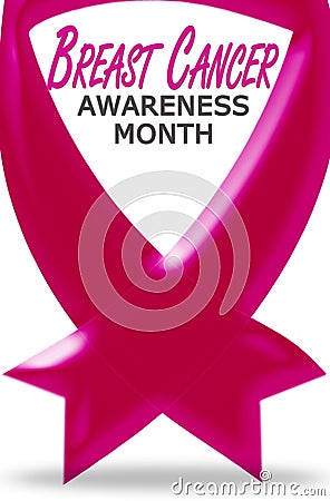 Breast Cancer awareness month pink ribbon isolated Cartoon Illustration