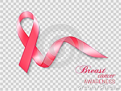 Breast cancer awareness ribbon on a transparent background. Vector Illustration