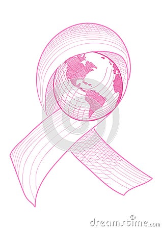 Breast cancer awareness ribbon world illustration Vector Illustration