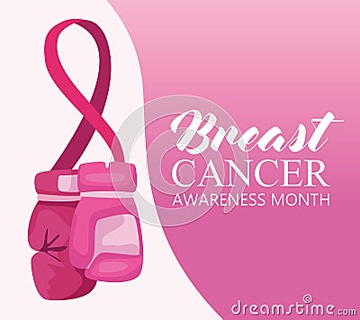 breast cancer with boxin gloves Vector Illustration