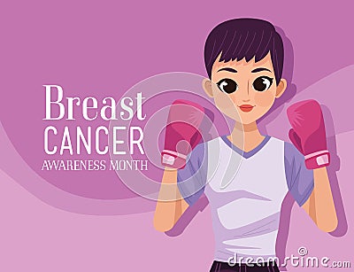 breast cancer lettering card Stock Photo