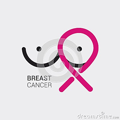 Breast cancer logo. Message for women to keep their health, visit doctor regularly. Medical vector design. logo icon Vector Illustration