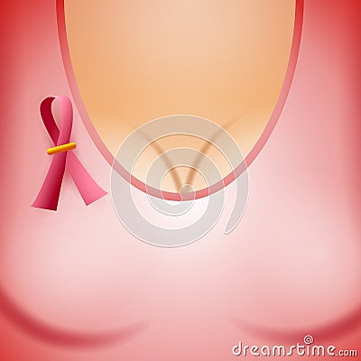 Breast Cancer Ribbon Cartoon Illustration