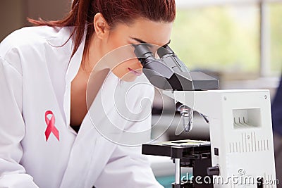 Composite image of breast cancer ribbon Stock Photo