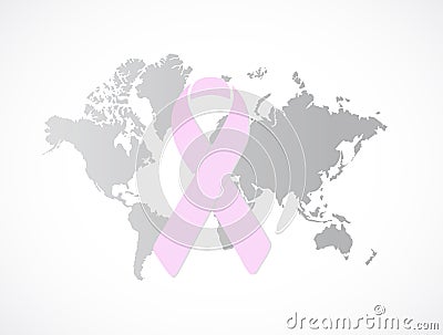 breast cancer ribbon world map illustration design Cartoon Illustration