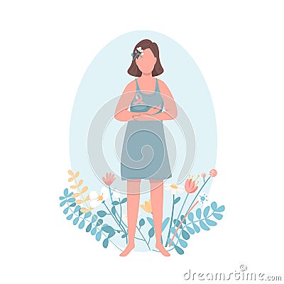 Breast cancer survivor flat color vector faceless character Vector Illustration