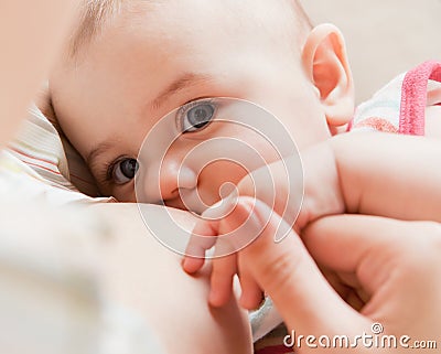 Breast feeding baby Stock Photo