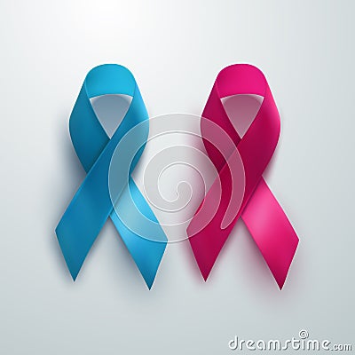 Breast And Prostate Cancer Awareness Sign Vector Illustration