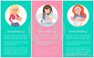 Breastfeeding Informative Vertical Posters Set Vector Illustration