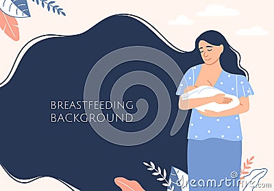 Breastfeeding mom background. Mother with newborn. Vector Illustration