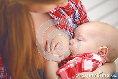 Breastfeeding. mother breast feeding baby Stock Photo