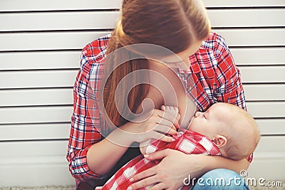 Breastfeeding. mother breast feeding baby Stock Photo