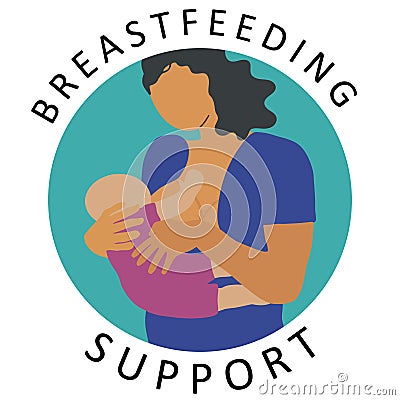 Breastfeeding support with mother feeding newborn Cartoon Illustration