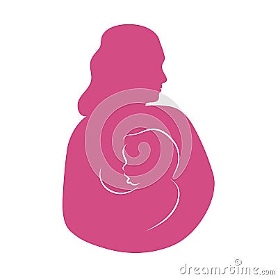 Breastfeeding woman concept. Mother breastfeeding her baby. Lactation. Minimalist style. Vector Illustration