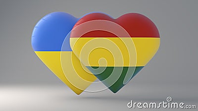 State symbol of Ukraine and Bolivia on glossy badges. 3D rendering. Stock Photo