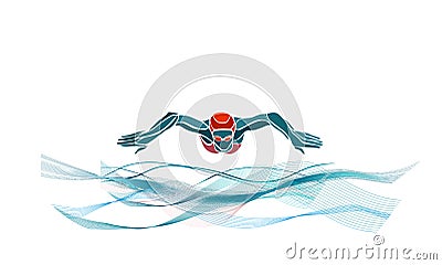 Breaststroke Swimmer Female Silhouette. Sport swimming Vector Illustration